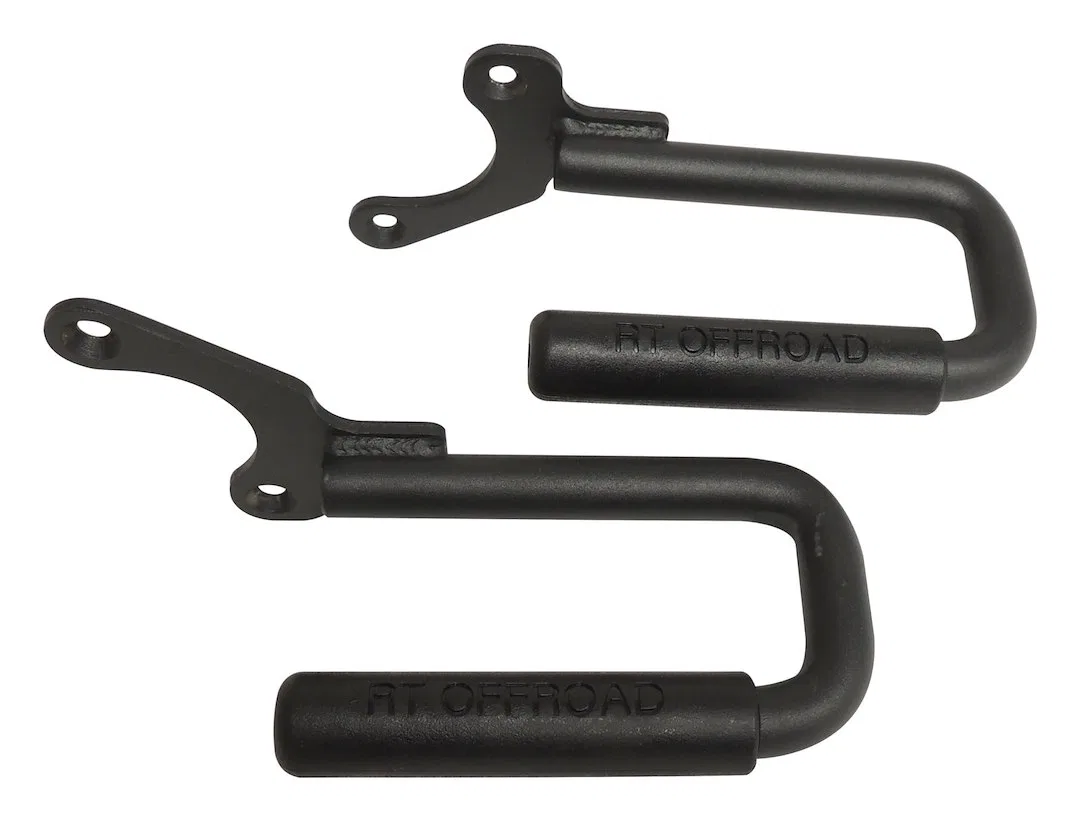 RT27062 – CROWN AUTO Interior Grab Bar, Powder Coated Black Steel Windshield Frame Mount Set Of 2